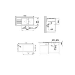 Kích thước của Chậu rửa bát Bosch Blanco LEXA 8S Rock Grey 524981