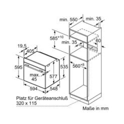 Kích thước lò nướng kèm hấp Bosch HSG636BB1