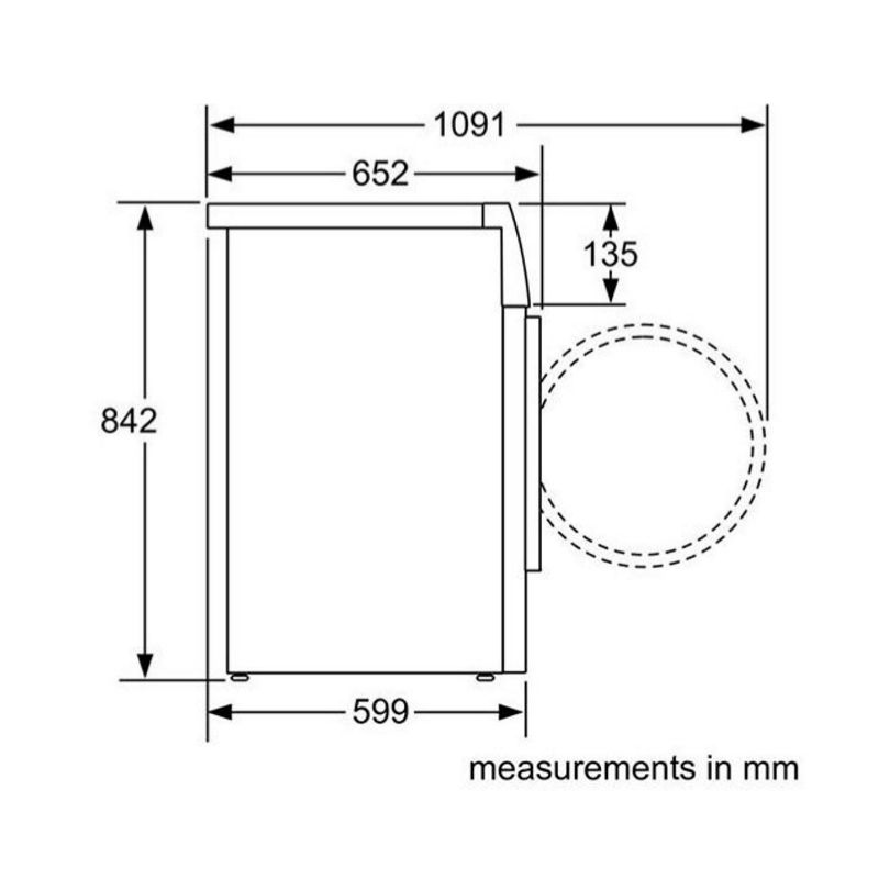 Kích thước Máy sấy quần áo Bosch WTM85260SG Kích thước Máy sấy quần áo Bosch WTM85260SG