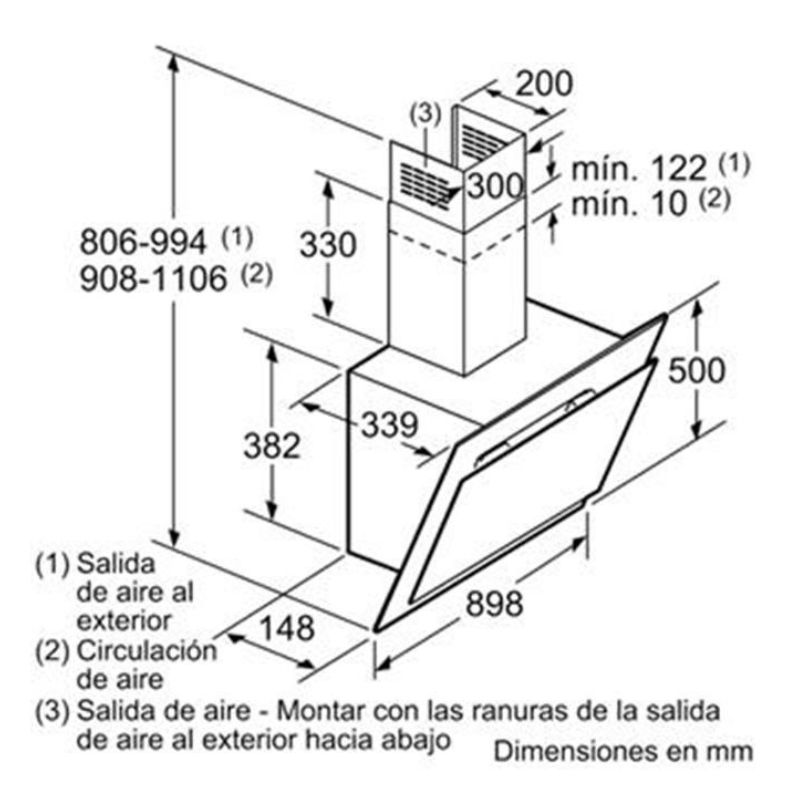 Kích thước Máy hút mùi Bosch DWK97JM60 Kích thước Máy hút mùi Bosch DWK97JM60