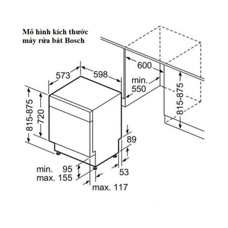 Máy rửa bát Bosch SMS4ECI14E 13 Kích thước Máy rửa bát Bosch SMS4ECI14E