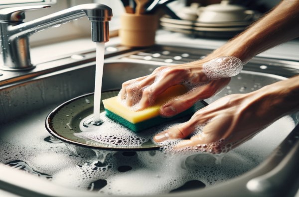 Rửa sạch các mảng bám thức ăn trước khi đặt vào máy rửa bát