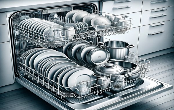 Sắp xếp bát đĩa lớn và nồi lên ngăn dưới cùng