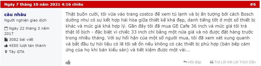 Người dùng đánh giá tủ lạnh Bosch như thế nào?