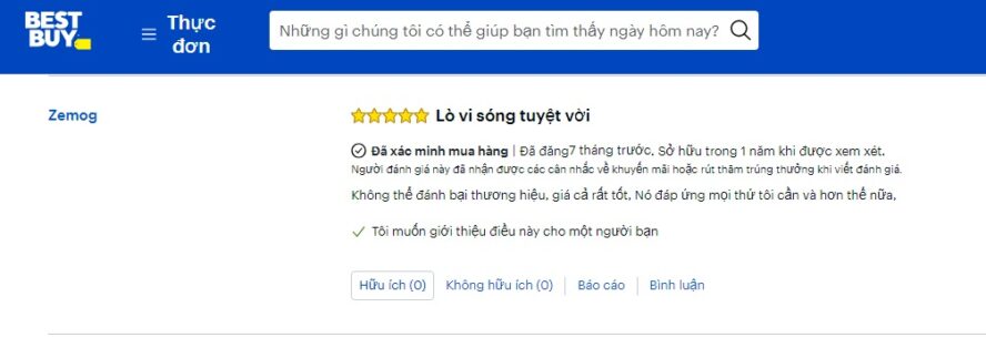 Phản hồi từ người tiêu dùng về lò vi sóng Bosch