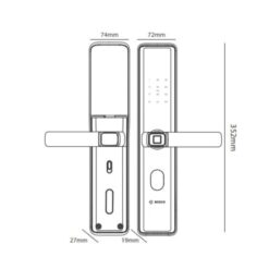 Kích thước khóa cửa vân tay Bosch ID30 EU Gold