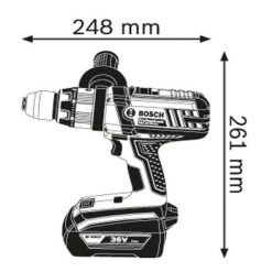 Máy khoan / Máy khoan không dây Bosch GSB 36 VE-2-LI (2 X 2.0 Ah) 4 Kích thước máy khoan / Máy khoan không dây Bosch GSB 36 VE-2-LI (2 X 2.0 Ah)