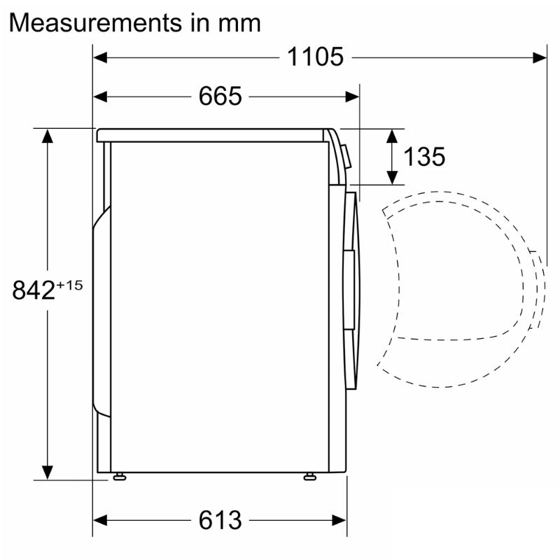 Kích thước máy sấy quần áo tụ hơi và bơm nhiệt 9KG Bosch HMH.WTW85400SG Serie 6 Kích thước máy sấy quần áo tụ hơi và bơm nhiệt 9KG Bosch HMH.WTW85400SG Serie 6