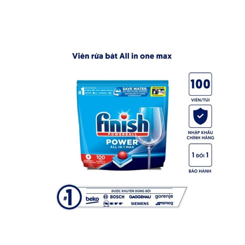 Viên rửa bát Bosch Finish AIO Max 100 viên Viên rửa bát Bosch Finish AIO Max 100 viên