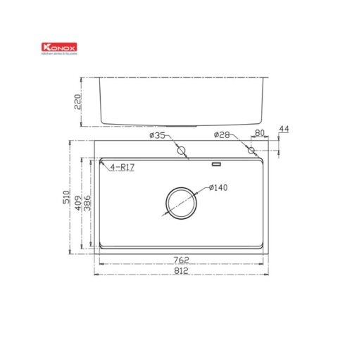 Chậu rửa bát chống xước Konox Top Mount Sink KN8151TS Dekor Basic 3 Chậu rửa bát chống xước Konox Top Mount Sink KN8151TS Dekor Basic (1)