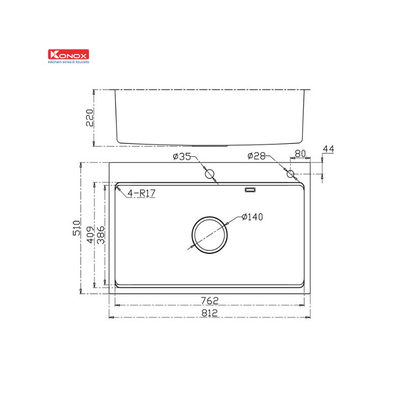 Chậu rửa bát chống xước Konox Top Mount Sink KN8151TS Dekor Basic (1) Chậu rửa bát chống xước Konox Top Mount Sink KN8151TS Dekor Basic (1)