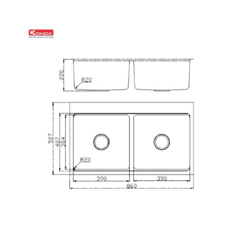 Chậu rửa bát chống xước Konox Top Mount Sink KN8651TD Dekor Basic 3 Chậu rửa bát chống xước Konox Top Mount Sink KN8651TD Dekor Basic (1)