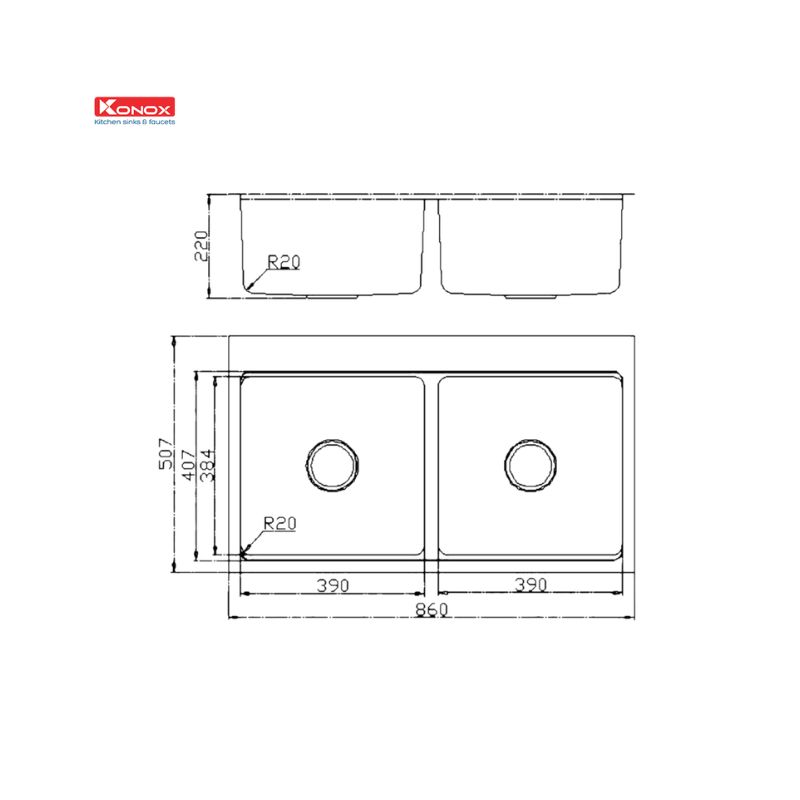 Chậu rửa bát chống xước Konox Top Mount Sink KN8651TD Dekor Basic (1) Chậu rửa bát chống xước Konox Top Mount Sink KN8651TD Dekor Basic (1)