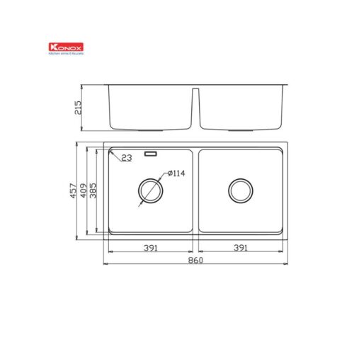 Chậu rửa bát chống xước Konox Undermount Sink KN8646DU Dekor Basic (1)