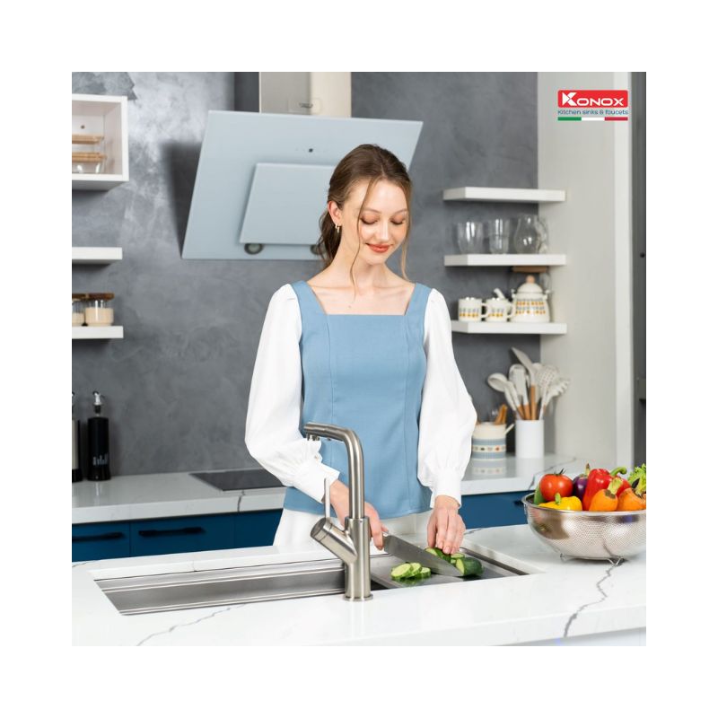 Chậu rửa bát chống xước Konox Workstation Sink – Undermount Sink KN8644SU Dekor (4) Chậu rửa bát chống xước Konox Workstation Sink – Undermount Sink KN8644SU Dekor (4)