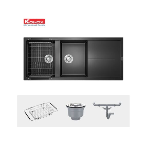 Chậu rửa bát Konox Granite Sink Livello Smart 1160 – Black 4 Chậu rửa bát Konox Granite Sink Livello Smart 1160 – Black (2)