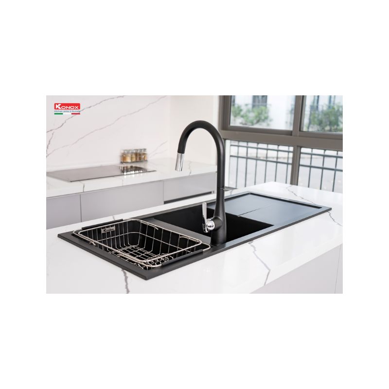 Chậu rửa bát Konox Granite Sink Livello Smart 1160 – Black (3) Chậu rửa bát Konox Granite Sink Livello Smart 1160 – Black (3)