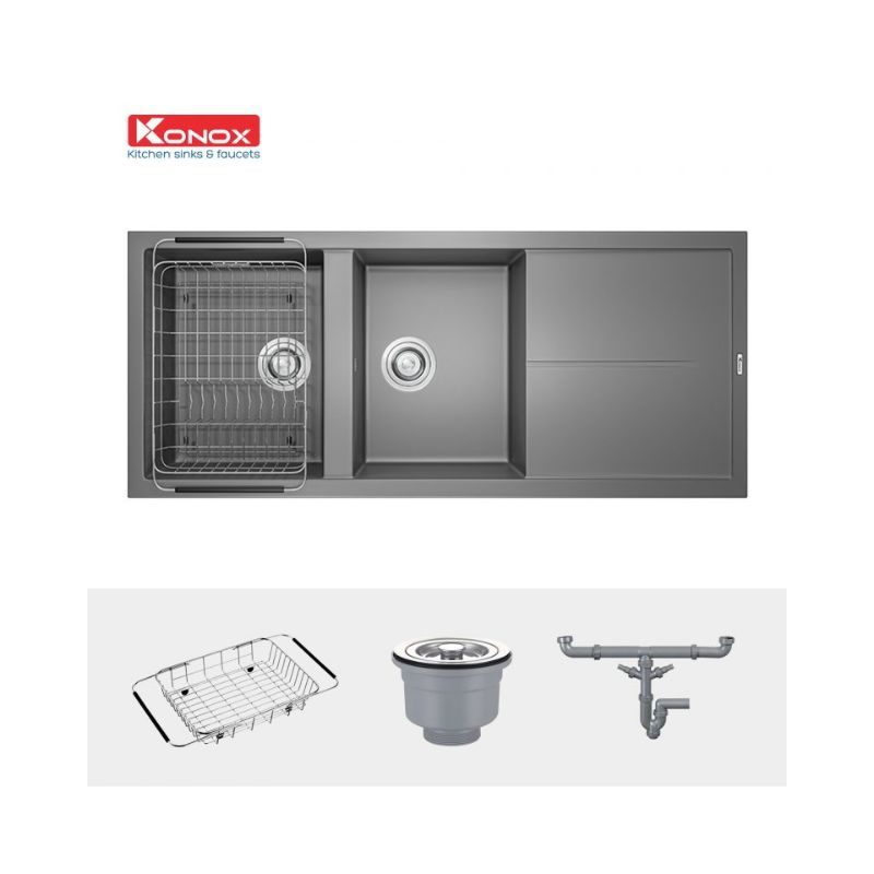Chậu rửa bát Konox Granite Sink Livello Smart 1160 – Grey (2) Chậu rửa bát Konox Granite Sink Livello Smart 1160 – Grey (2)