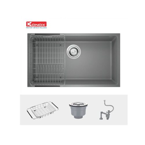 Chậu rửa bát Konox Granite Sink Naros 760S – Grey 4 Chậu rửa bát Konox Granite Sink Naros 760S – Grey (2)