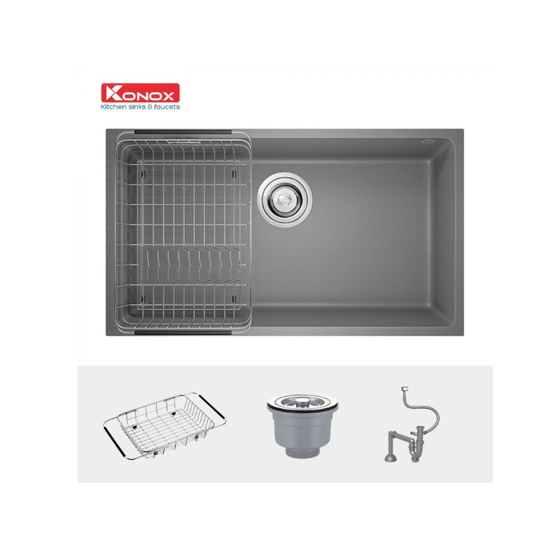 Chậu rửa bát Konox Granite Sink Naros 760S – Grey (2) Chậu rửa bát Konox Granite Sink Naros 760S – Grey (2)