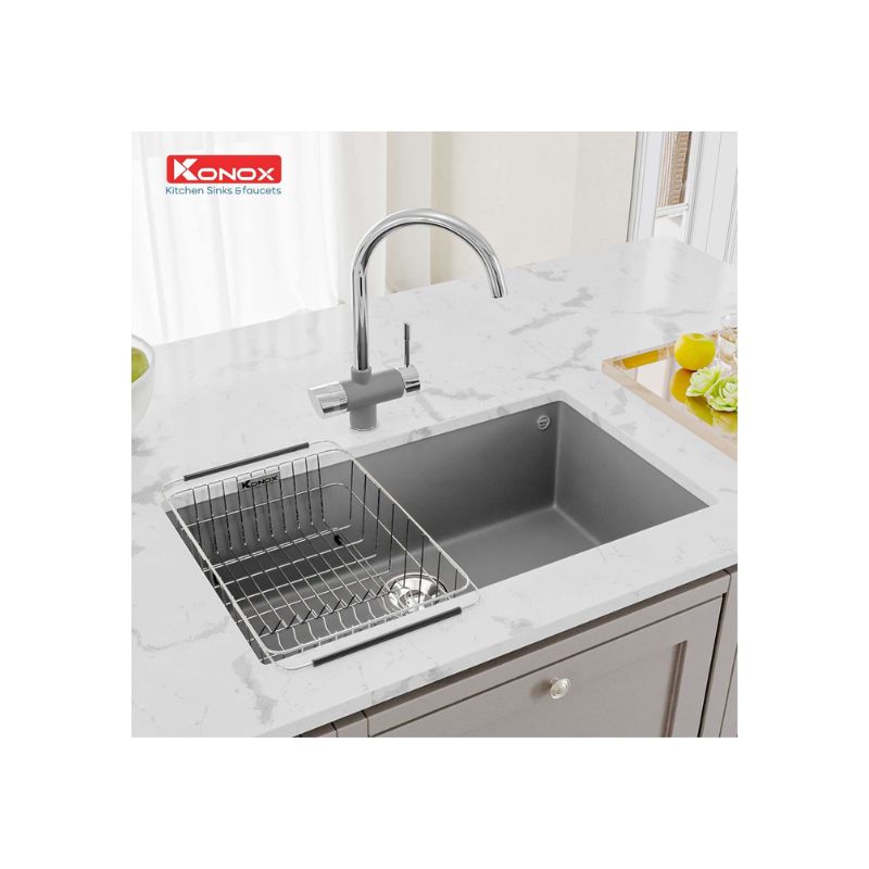 Chậu rửa bát Konox Granite Sink Naros 760S – Grey (3) Chậu rửa bát Konox Granite Sink Naros 760S – Grey (3)