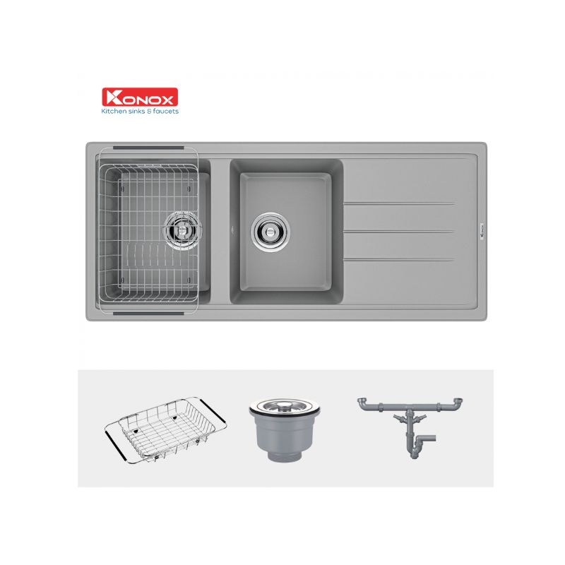Chậu rửa bát Konox Granite Sink Phoenix 1160 – Grey (2) Chậu rửa bát Konox Granite Sink Phoenix 1160 – Grey (2)
