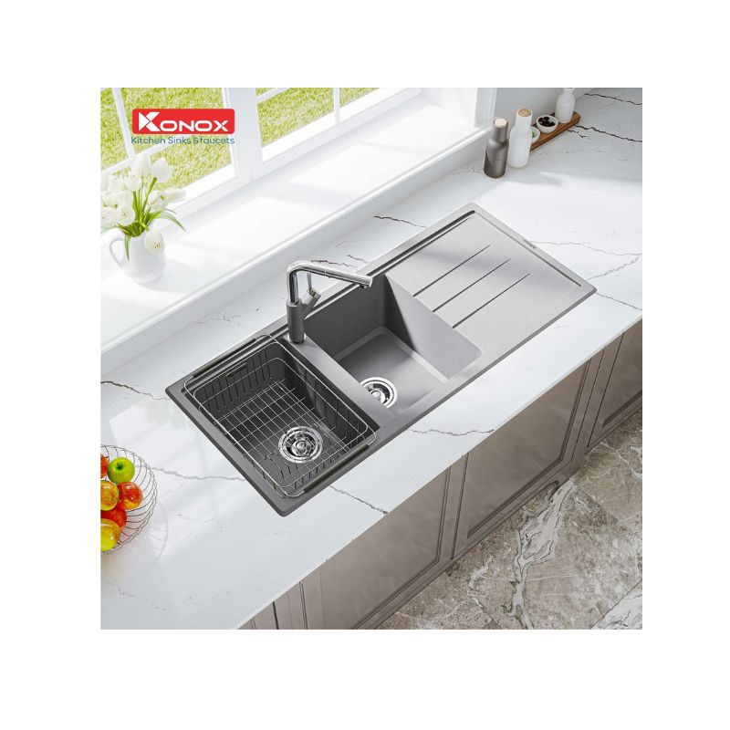 Chậu rửa bát Konox Granite Sink Phoenix 1160 – Grey (3) Chậu rửa bát Konox Granite Sink Phoenix 1160 – Grey (3)