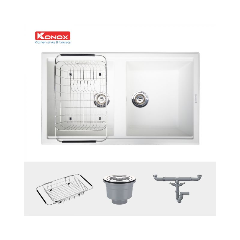 Chậu rửa bát Konox Granite Sink Phoenix Smart 860 – White Silver (2) Chậu rửa bát Konox Granite Sink Phoenix Smart 860 – White Silver (2)