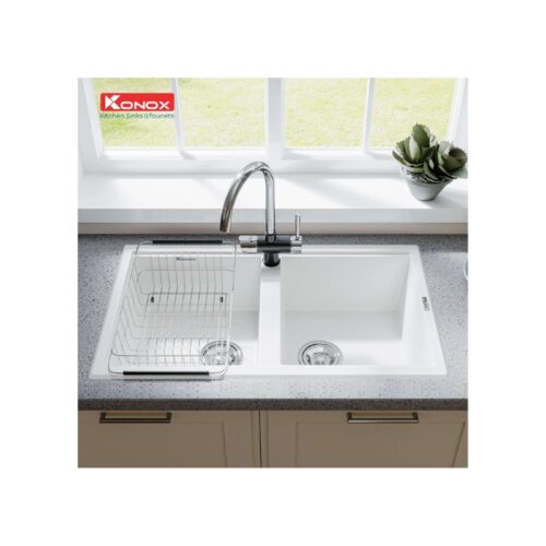 Chậu rửa bát Konox Granite Sink Phoenix Smart 860 – White Silver 7 Chậu rửa bát Konox Granite Sink Phoenix Smart 860 – White Silver (5)