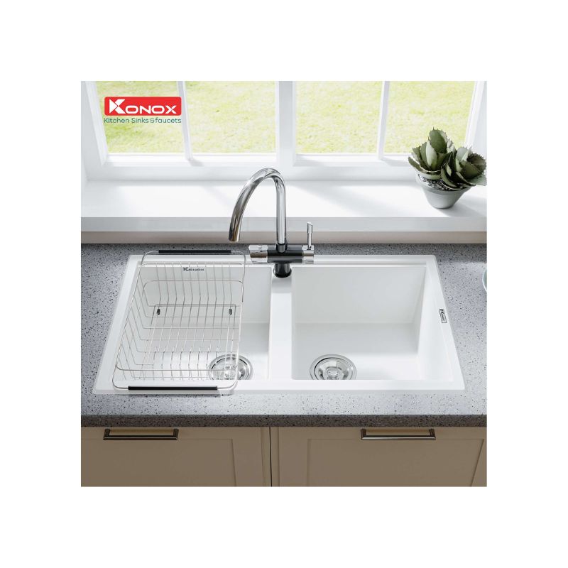 Chậu rửa bát Konox Granite Sink Phoenix Smart 860 – White Silver (5) Chậu rửa bát Konox Granite Sink Phoenix Smart 860 – White Silver (5)