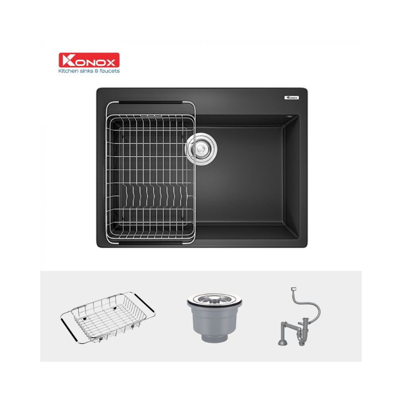 Chậu rửa bát Konox Granite Sink Ruvita 680 – Black (2) Chậu rửa bát Konox Granite Sink Ruvita 680 – Black (2)