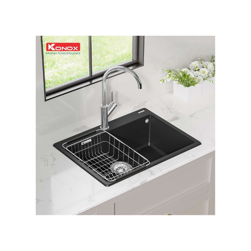 Chậu rửa bát Konox Granite Sink Ruvita 680 – Black (3) Chậu rửa bát Konox Granite Sink Ruvita 680 – Black (3)
