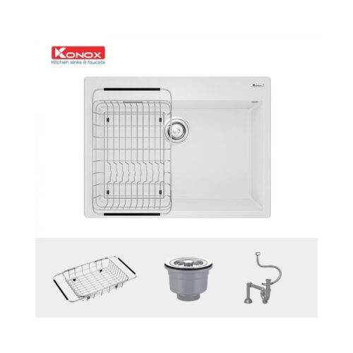 Chậu rửa bát Konox Granite Sink Ruvita 680 – White Silver 4 Chậu rửa bát Konox Granite Sink Ruvita 680 – White Silver (2)