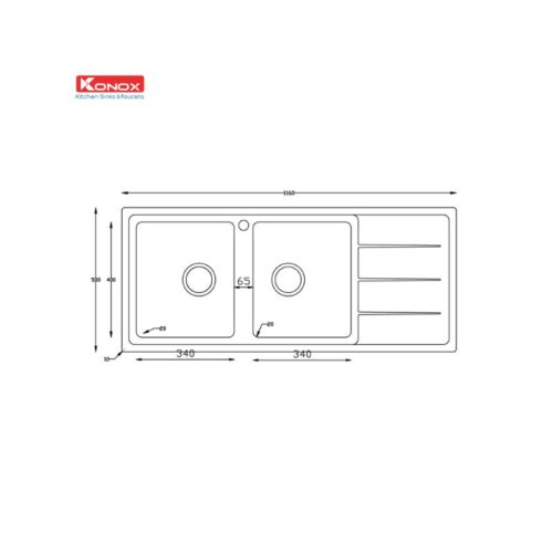 Chậu rửa bát Konox Turkey Sink Beta 1160 Bàn Phải (1)