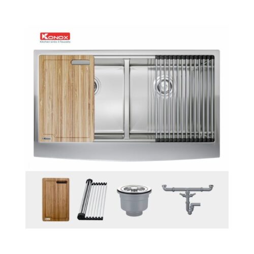 Chậu rửa bát Konox Workstation Sink Apron Sink KN8751DA Curve 4 Chậu rửa bát Konox Workstation Sink Apron Sink KN8751DA Curve (2)