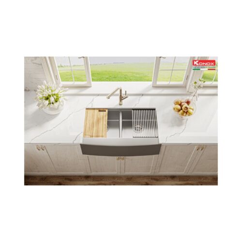 Chậu rửa bát Konox Workstation Sink Apron Sink KN8751DA Curve 5 Chậu rửa bát Konox Workstation Sink Apron Sink KN8751DA Curve (3)