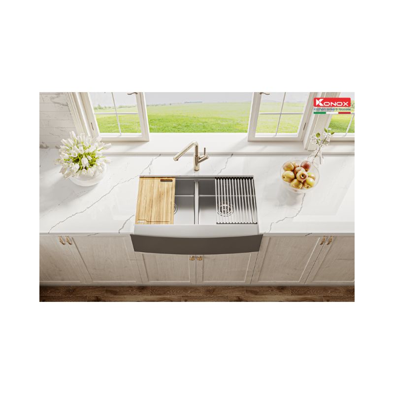 Chậu rửa bát Konox Workstation Sink Apron Sink KN8751DA Curve (3) Chậu rửa bát Konox Workstation Sink Apron Sink KN8751DA Curve (3)