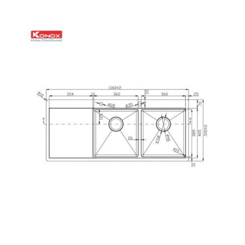 Chậu rửa bát Konox Workstation Sink – Topmount Sink KN11650TD – Bàn trái(1)