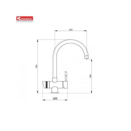 Vòi rửa bát ba đường nước Konox Trim-water chrome 5 thông số kỹ thuật của Vòi rửa bát ba đường nước Konox Trim-water chrome