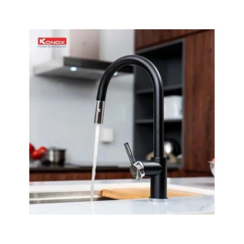 Vòi rửa bát dây rút Konox Alto Black