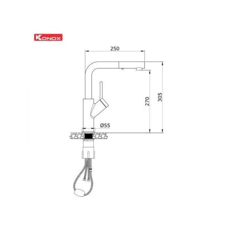 voi-rua-bat-day-rut-konox-artan-chrome (3) thông số kỹ thuật số của Vòi rửa bát dây rút Konox Artan Chrome