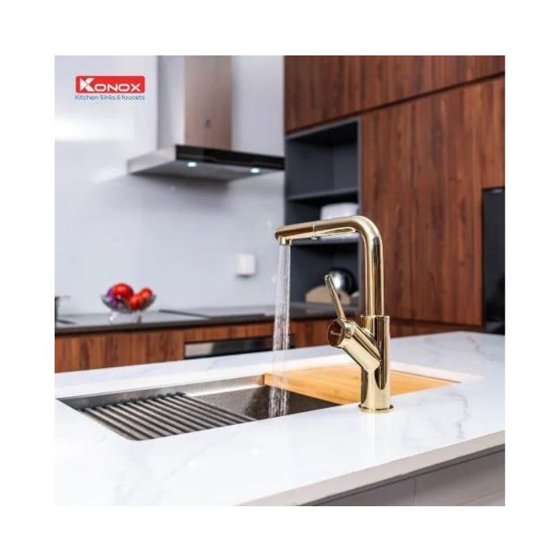 Vòi rửa bát dây rút Konox Artan Gold Vòi rửa bát dây rút Konox Artan Gold
