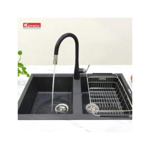 Vòi rửa bát dây rút Konox Curva Black 3 Vòi rửa bát dây rút Konox Curva Black