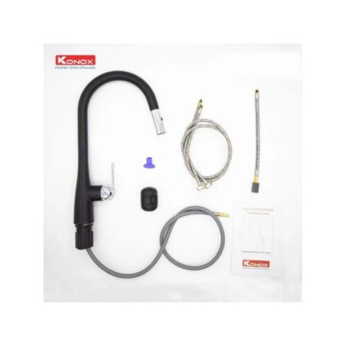 Vòi rửa bát dây rút Konox Curva Black 4 Vòi rửa bát dây rút Konox Curva Black