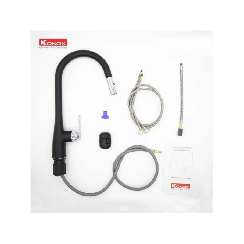 Vòi rửa bát dây rút Konox Curva Black Vòi rửa bát dây rút Konox Curva Black
