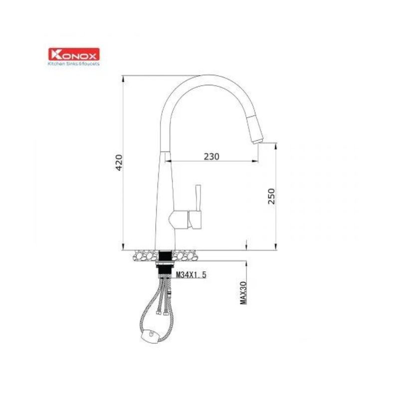 thông số kỹ thuật của Vòi rửa bát dây rút Konox KN1901N thông số kỹ thuật của Vòi rửa bát dây rút Konox KN1901N