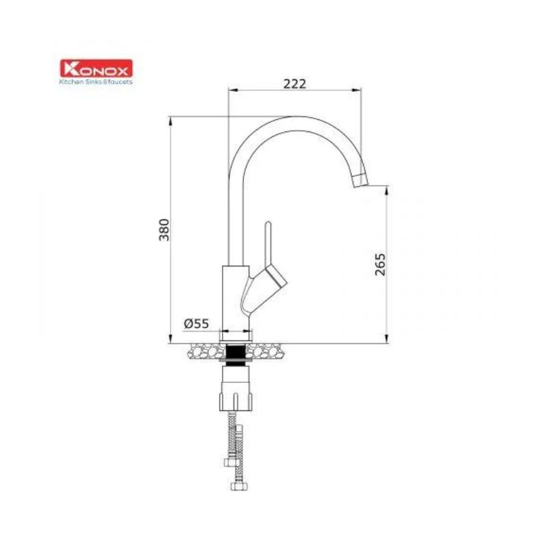 thông số kỹ thuật của Vòi rửa bát Konox Modo Grey thông số kỹ thuật của Vòi rửa bát Konox Modo Grey