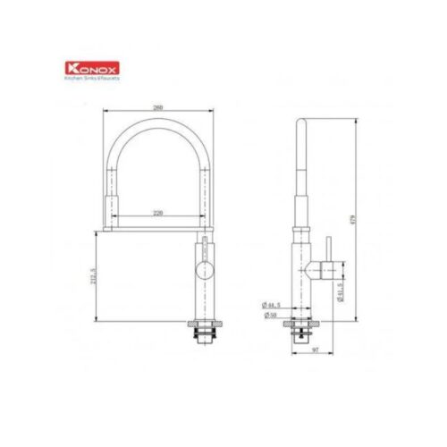 thông số kỹ thuật của Vòi rửa bát thân mềm Konox KN1618