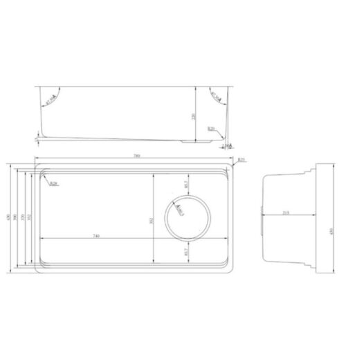 Chậu rửa bát Konox Tari 780SM 6 Kích thước chậu rửa bát Konox Tari 780SM
