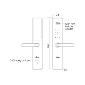 Kích thước khóa thông minh (App Wifi) Demax SL-C622 AC